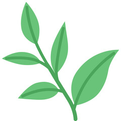Green tea leaf icon. Flat design. For presentation, graphic design, mobile application.