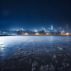 Night view of the city seen from the building, Generative AI