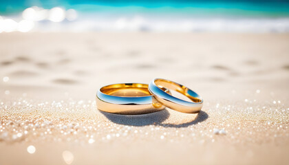 wedding rings on the beach