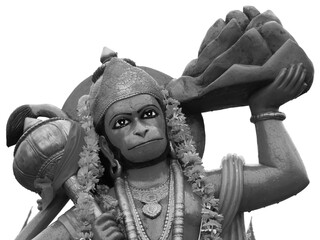 statue de Hanuman, le dieu singe, hindouisme , fond blanc 