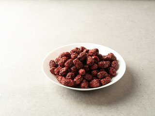 Dried jujubes on a plate