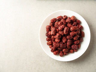 Dried jujubes on a plate