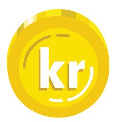 Gold Coin Krone Currency Design, Money and Finance Illustration