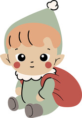 Cute child with elves outfits element vector