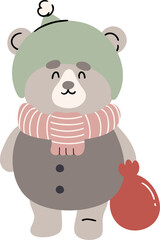 Cute bear with christmas outfits element vector