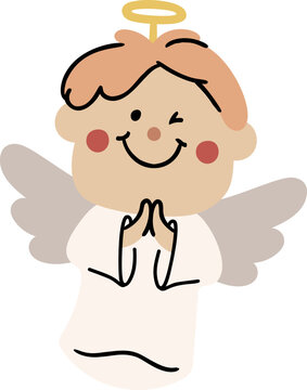 Cute child with angel outfits christmas and Happy new year  element vector