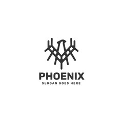 Vector Logo Illustration Phoenix Line Art Style