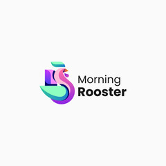 Vector Logo Illustration Rooster Gradient Colorful Style