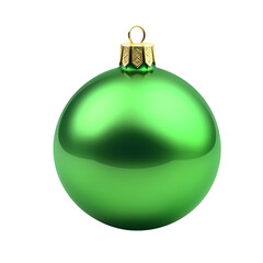 Green Christmas decoration ball isolated on transparent background