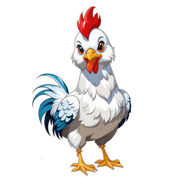 Cute animated chicken on a clear backdrop