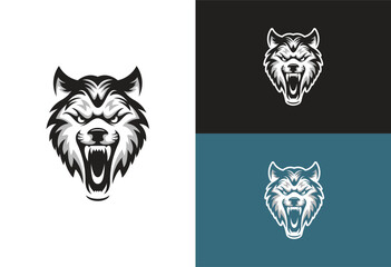 angry wolf head logo vector illustration