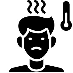 Measure sick with thermometer icon. Solid design. For presentation, graphic design, mobile application.