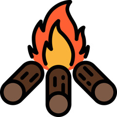 Camp fire icon. Filled outline design. For presentation, graphic design, mobile application.
