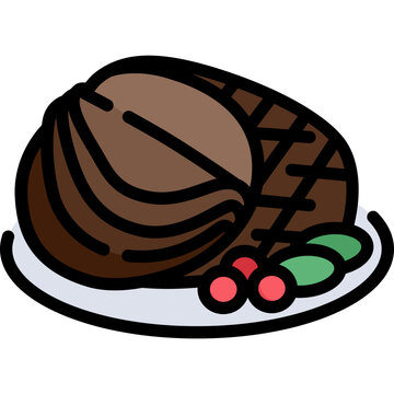 brown roasted meat on plate clip art preview