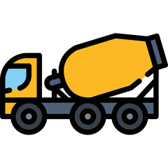 Naklejka premium Cement truck icon. Filled outline design. For presentation, graphic design, mobile application.