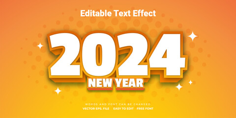 2024 3D Text Effect with Bright Orange Color