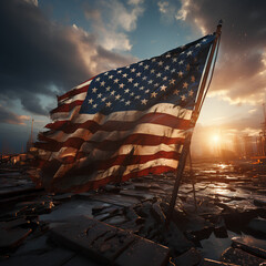 USA Memorial day background, USA Flag cinematic color