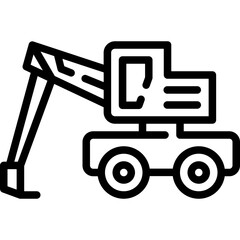 Excavator icon. Outline design. For presentation, graphic design, mobile application.