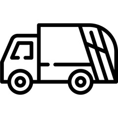 Garbage truck icon. Outline design. For presentation, graphic design, mobile application.