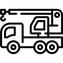 Crane truck icon. Outline design. For presentation, graphic design, mobile application.
