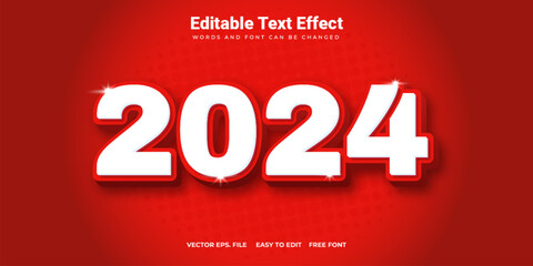 Red-Colored 3D Text Effect for New Year 2024