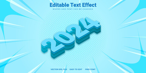 Blue-Colored Isometric 3D Text Effect for New Year 2024