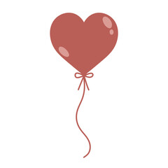 Hand drawn heart balloon cute vintage retro groovy romantic pink for valentine day birthday party baby shower