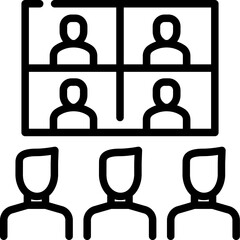 Video conference meeting icon. Outline design. For presentation, graphic design, mobile application.
