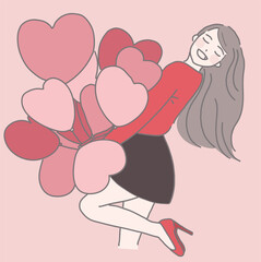 girl with heart filled balloons