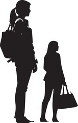 Two silhouette girl standing white vector illustration 