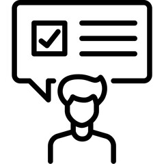 Candidate in speech icon. Outline design. For presentation, graphic design, mobile application.
