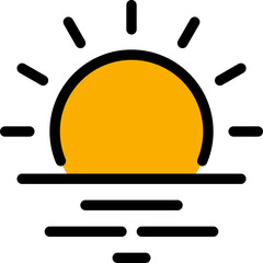 Sunset icon. Filled outline design. For presentation, graphic design, mobile application.
