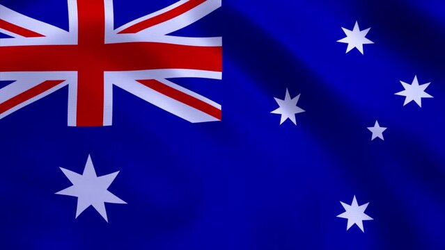 Australia Flag Blowing in Wind 4k Realistic 3d flag wave animation seamless loop background for patriotic, political, military, election, history, memorial, independence day, football, documentary