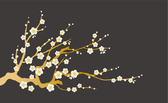 梅の花の背景イラスト素材 ベクター 白梅 花梅