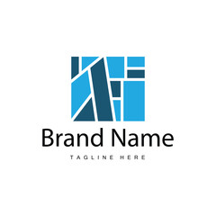 Floor Logo Design for Home Ceramic Decoration with Minimalist Abstract Shapes, Vector Templet Illustration