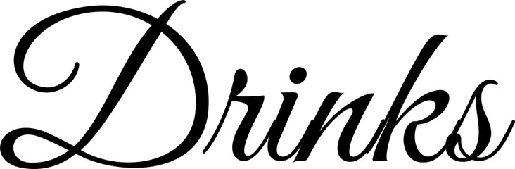 Digital png illustration of drinks text on transparent background