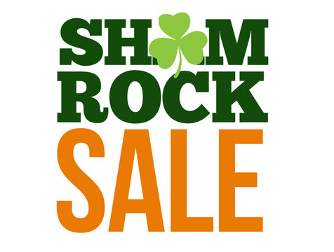Digital png illustration of digital png text of shm rock sale with clover on transparent background