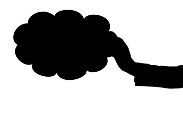 Digital png silhouette of hand holding cloud on transparent background