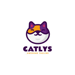 Vector Logo Illustration Cat Mascot Cartoon Style.