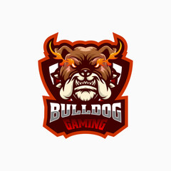 Vector Logo Illustration Bulldog E- Sport and Sport Style.