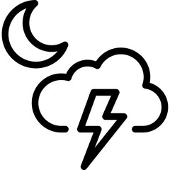 Lightning at night icon. Outline design. For presentation, graphic design, mobile application.