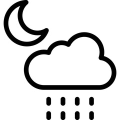 Downpour at night icon. Outline design. For presentation, graphic design, mobile application.