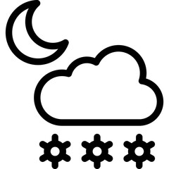 Snow at night icon. Outline design. For presentation, graphic design, mobile application.