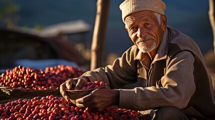 Dry coffee produced by Ethiopian farmers arabica coffee bean..