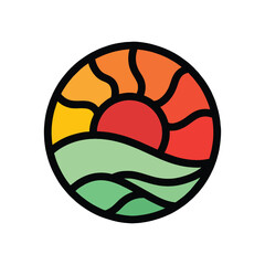Colorful Sun Logo Vector Design illustration Emblem