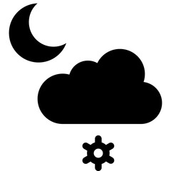 Snow at night icon. Solid design. For presentation, graphic design, mobile application.