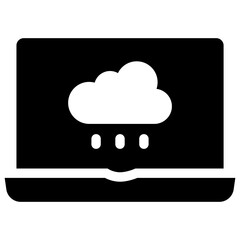 Weather on computer icon. Solid design. For presentation, graphic design, mobile application.