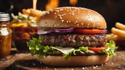 A perfectly cooked delicious hamburger