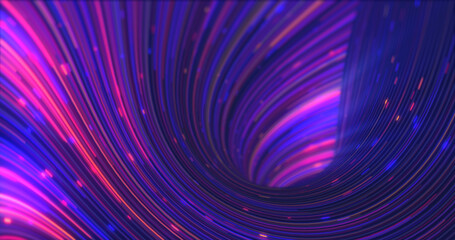 Abstract energy purple swirling curved lines of glowing magical streaks and energy particles background