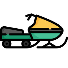 Snowmobile icon. Filled outline design. For presentation, graphic design, mobile application.